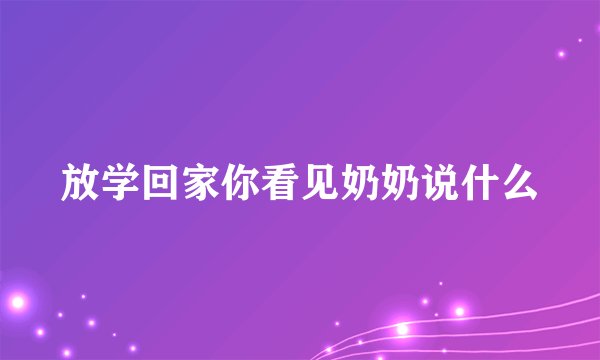 放学回家你看见奶奶说什么
