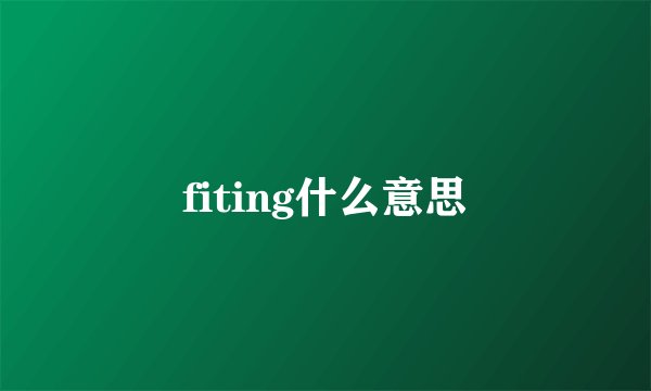 fiting什么意思