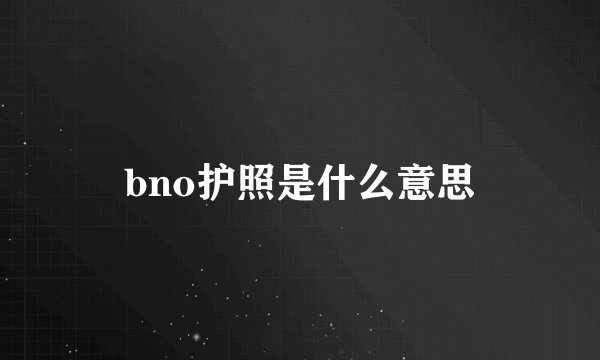 bno护照是什么意思