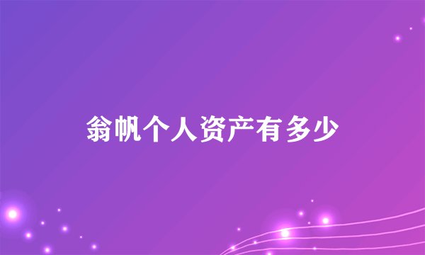 翁帆个人资产有多少