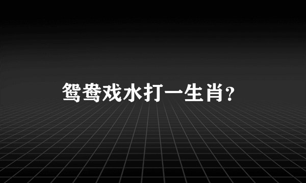 鸳鸯戏水打一生肖？