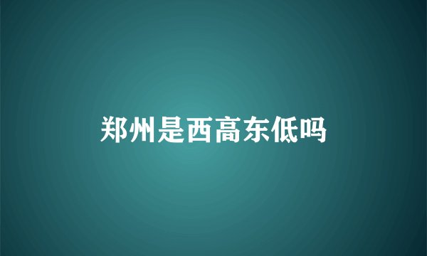 郑州是西高东低吗