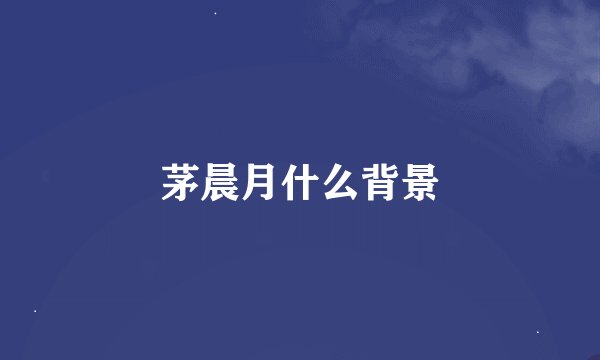 茅晨月什么背景