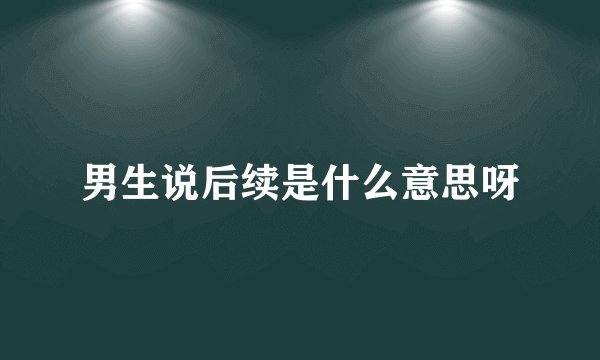 男生说后续是什么意思呀