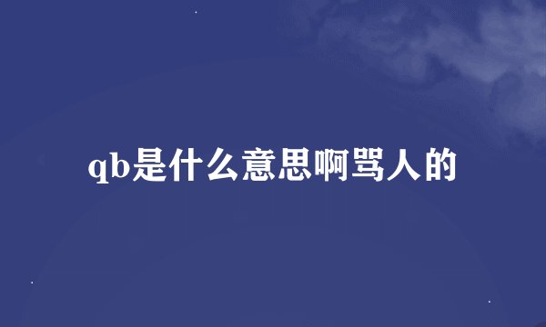 qb是什么意思啊骂人的
