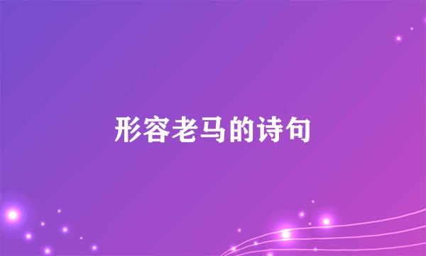 形容老马的诗句
