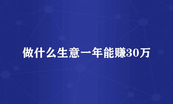 做什么生意一年能赚30万