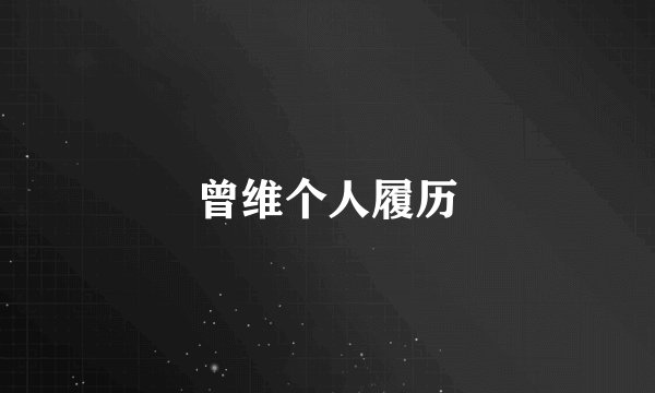 曾维个人履历