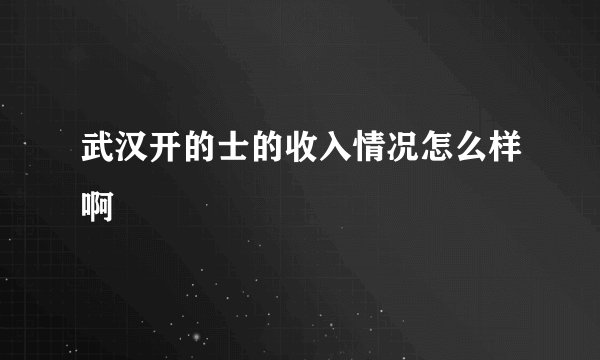 武汉开的士的收入情况怎么样啊