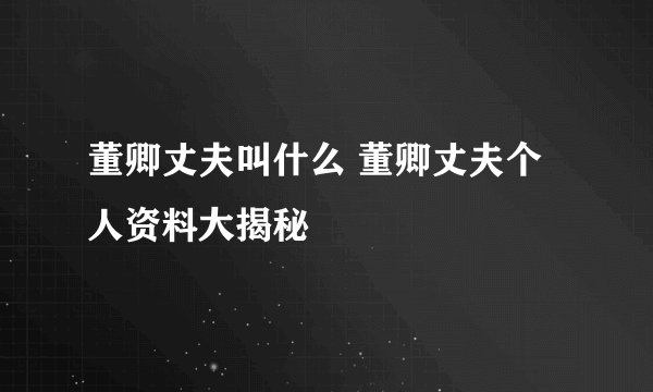董卿丈夫叫什么 董卿丈夫个人资料大揭秘