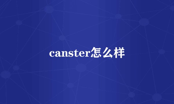 canster怎么样