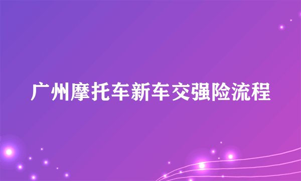广州摩托车新车交强险流程