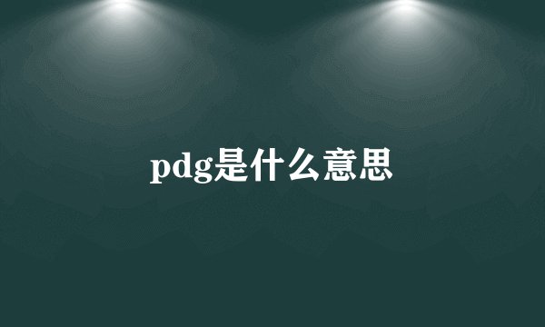 pdg是什么意思