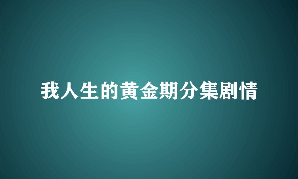 我人生的黄金期分集剧情