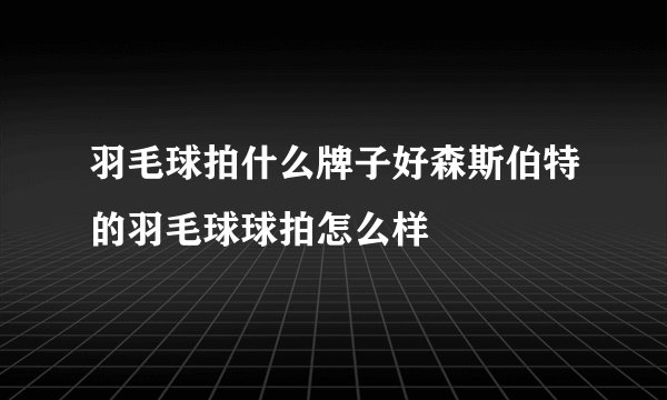 羽毛球拍什么牌子好森斯伯特的羽毛球球拍怎么样