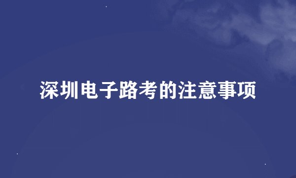 深圳电子路考的注意事项