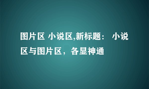 图片区 小说区,新标题： 小说区与图片区，各显神通