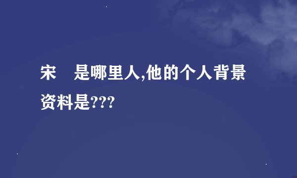 宋喆是哪里人,他的个人背景资料是???