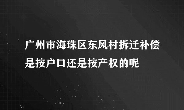 广州市海珠区东风村拆迁补偿是按户口还是按产权的呢