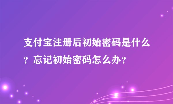 支付宝注册后初始密码是什么？忘记初始密码怎么办？