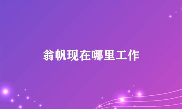 翁帆现在哪里工作