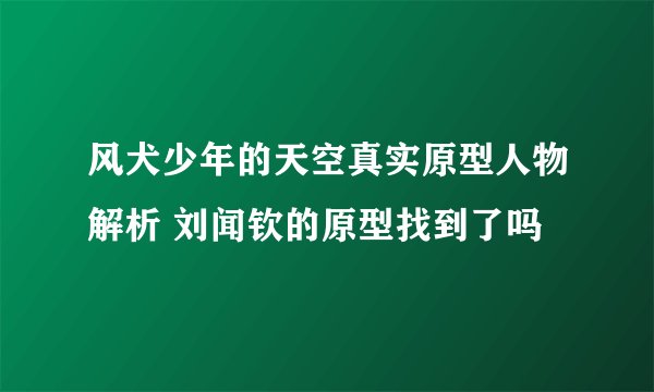 风犬少年的天空真实原型人物解析 刘闻钦的原型找到了吗