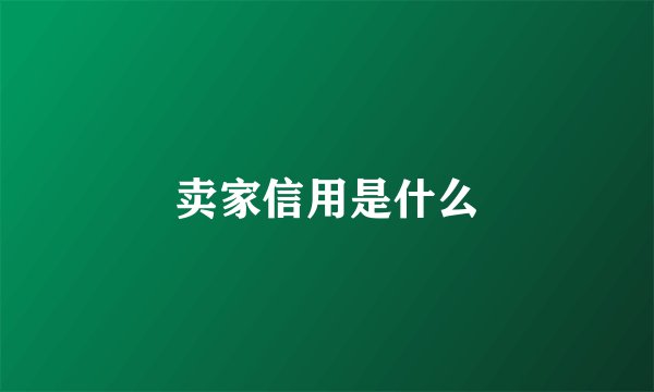 卖家信用是什么