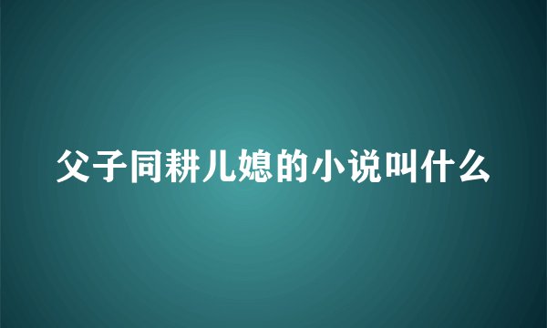父子同耕儿媳的小说叫什么