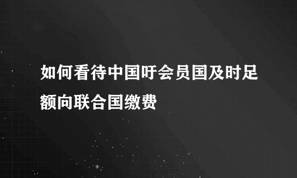 如何看待中国吁会员国及时足额向联合国缴费