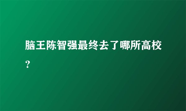 脑王陈智强最终去了哪所高校？