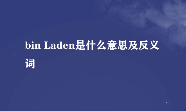 bin Laden是什么意思及反义词