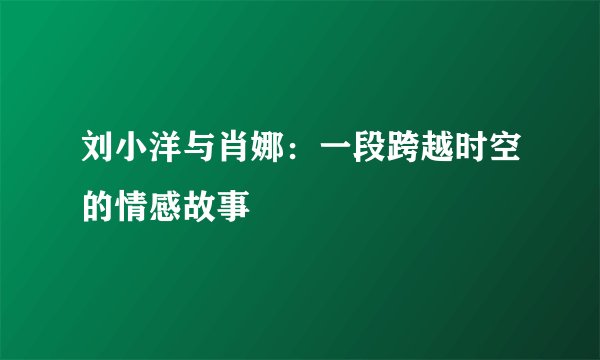 刘小洋与肖娜：一段跨越时空的情感故事