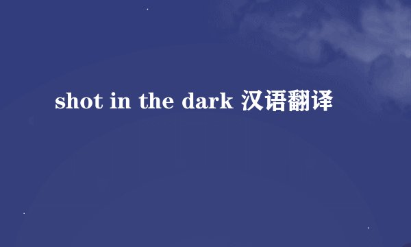 shot in the dark 汉语翻译