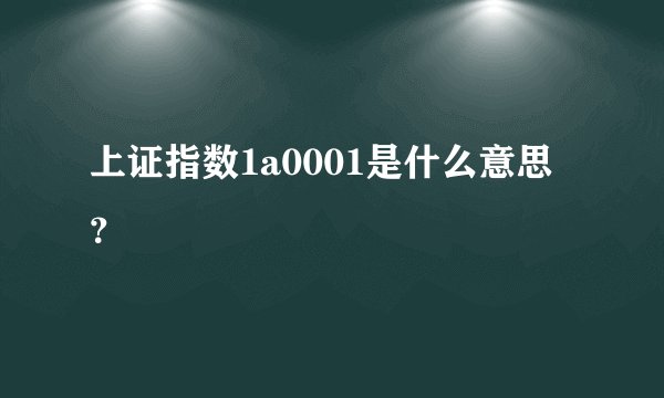 上证指数1a0001是什么意思？