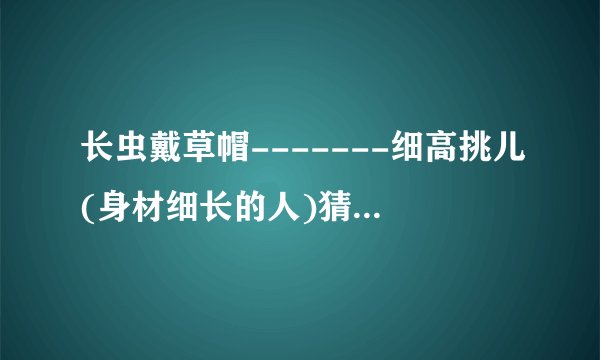 长虫戴草帽-------细高挑儿(身材细长的人)猜一生肖并说明理由谢谢。。