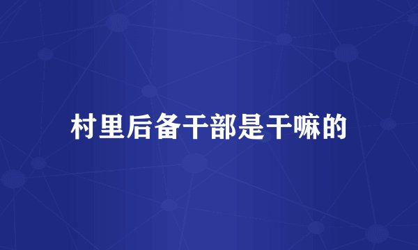 村里后备干部是干嘛的