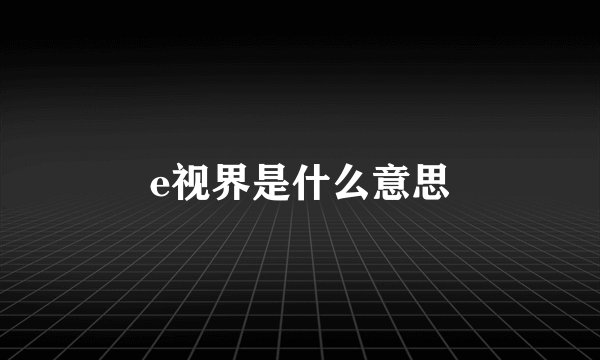 e视界是什么意思