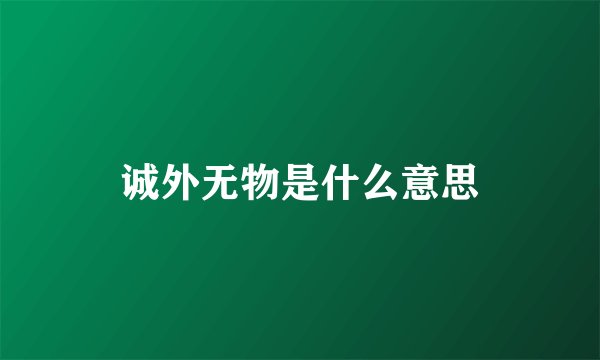 诚外无物是什么意思
