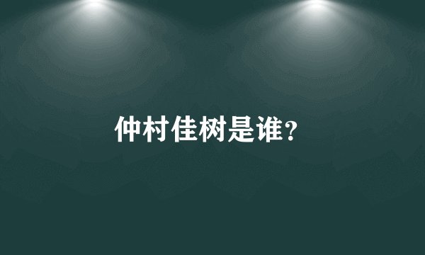 仲村佳树是谁？