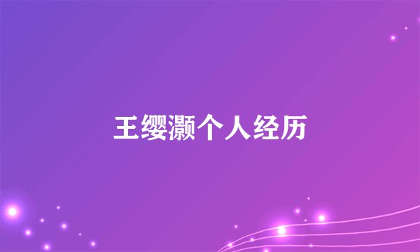 王缨灏个人经历