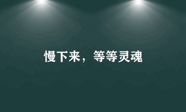 慢下来，等等灵魂