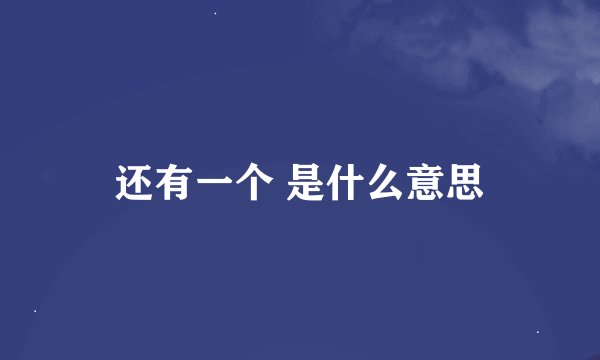 还有一个 是什么意思