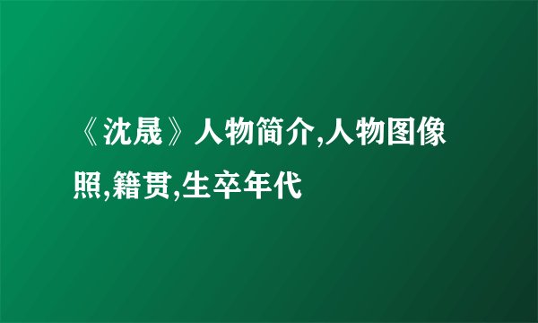《沈晟》人物简介,人物图像照,籍贯,生卒年代