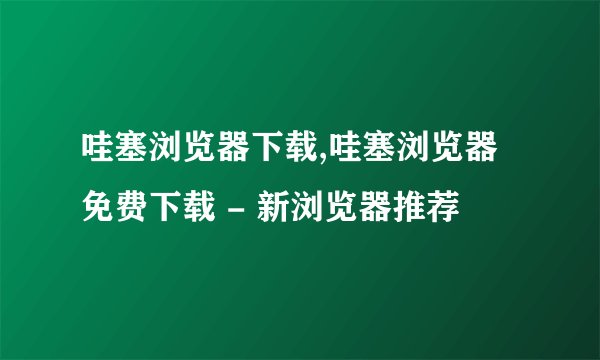 哇塞浏览器下载,哇塞浏览器免费下载 - 新浏览器推荐