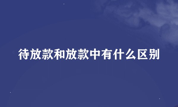 待放款和放款中有什么区别