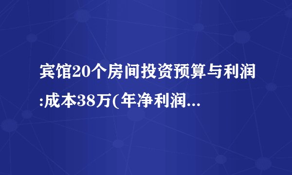 宾馆20个房间投资预算与利润:成本38万(年净利润20万)