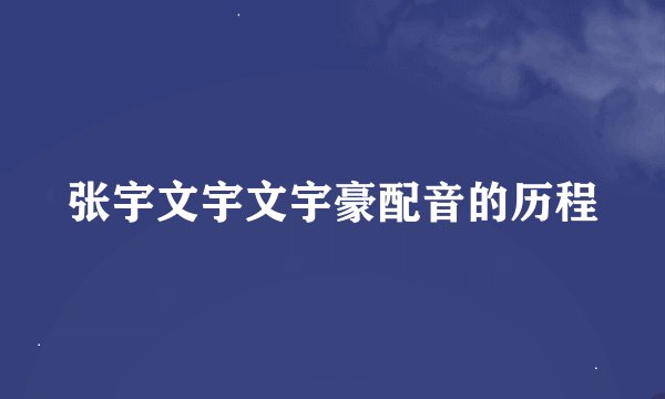 张宇文宇文宇豪配音的历程