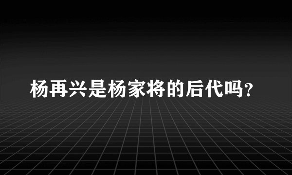 杨再兴是杨家将的后代吗?