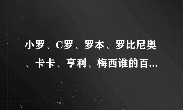 小罗、C罗、罗本、罗比尼奥、卡卡、亨利、梅西谁的百米速度最快啊，人球集合最好