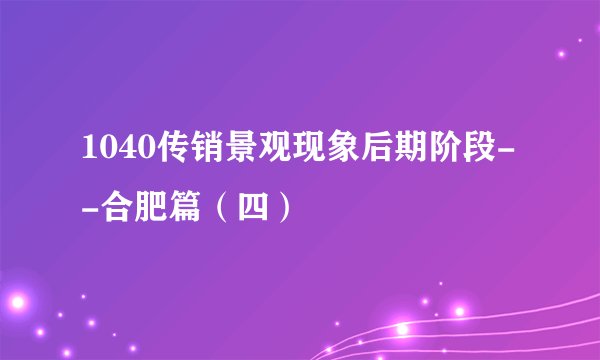 1040传销景观现象后期阶段--合肥篇（四）